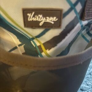 Thirty-One Gifts Utility Tote – Multicolor Grid Print with Mesh Panel